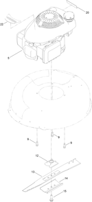 Engine And Blade Assembly Diagram and Parts List for 10736HD 400000000 - 403499999 Lawn Boy Lawn Mower